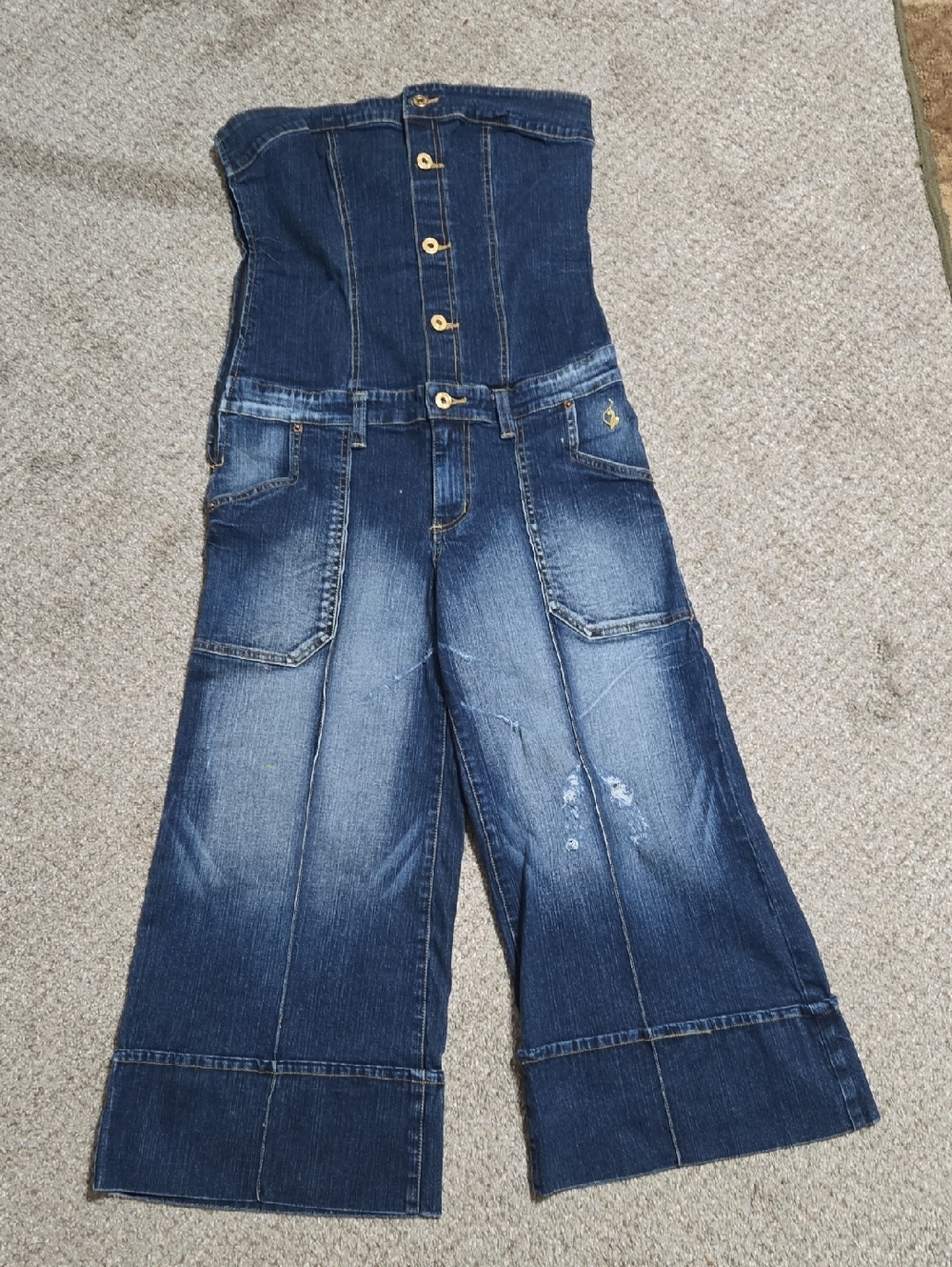 Baby Phat Dark Blue Denim Strapless Jumpsuit Romper